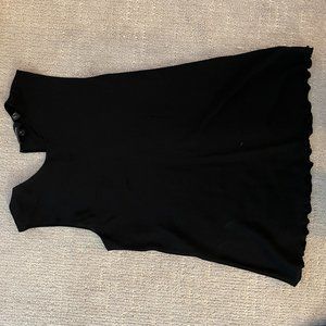 Black Ruffled Shell Top in Stretch Silk, Size Small